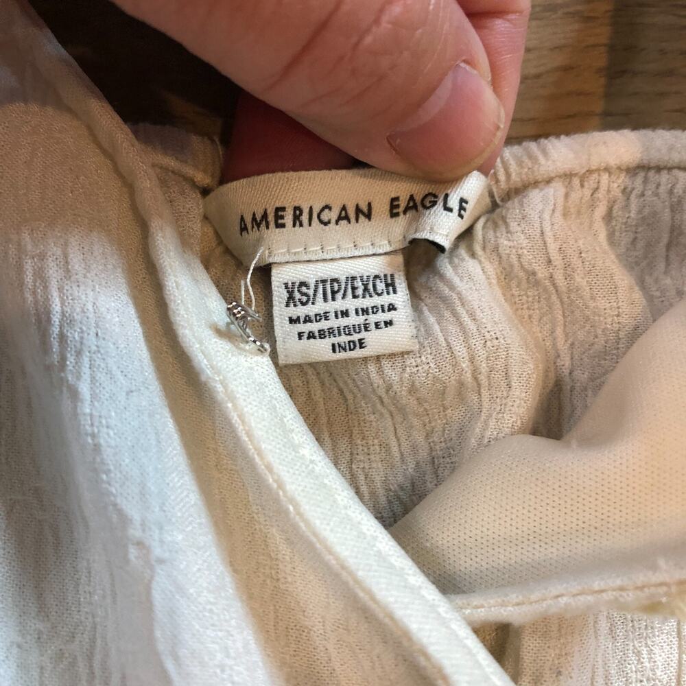 American Eagle Tank Top Romper Womens XL Babydoll Cream Tie Cottage Fairy Y2K - Picture 3 of 10